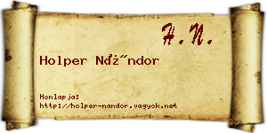 Holper Nándor névjegykártya